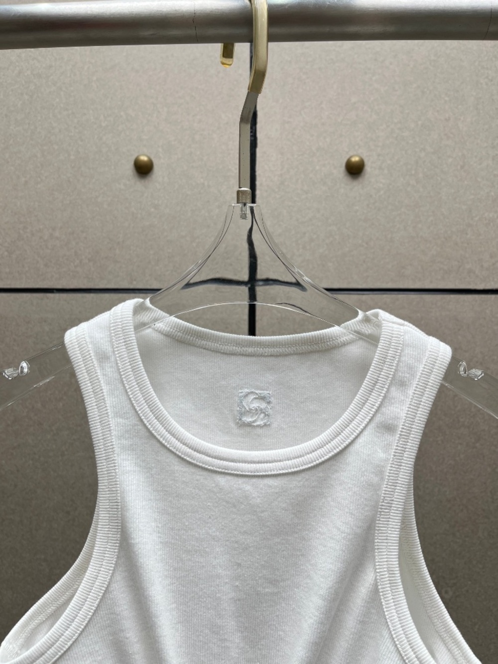 100% Cotton Ribbed Front Knot Cropped Tank Top White - Picture 5 of 5